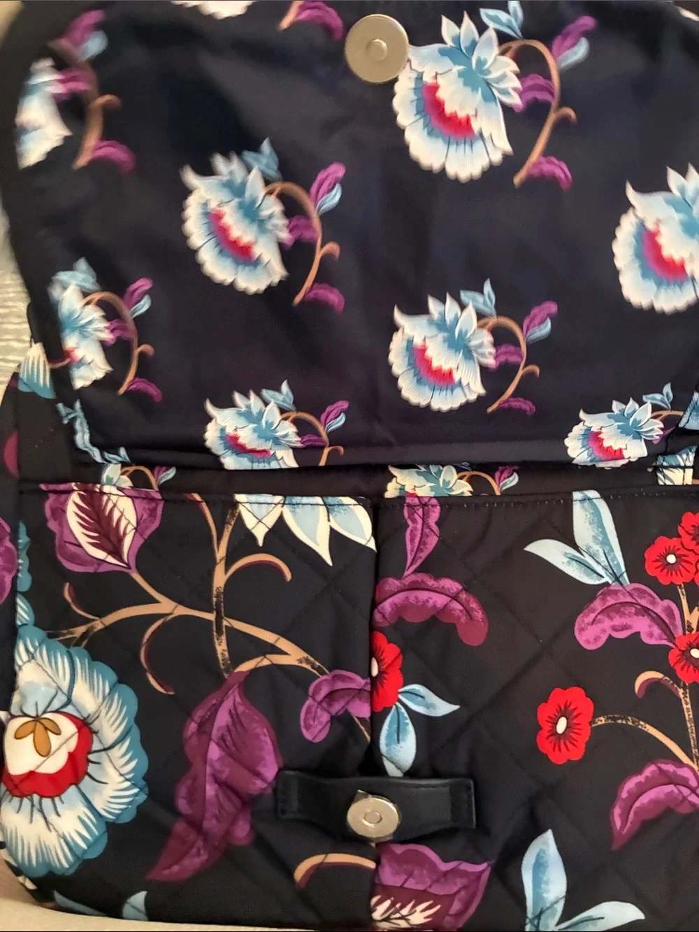 Vera Bradley “MayfairBloom”Quilted Cosmetic Pouch w/ Purple, Blue & Red-NWT